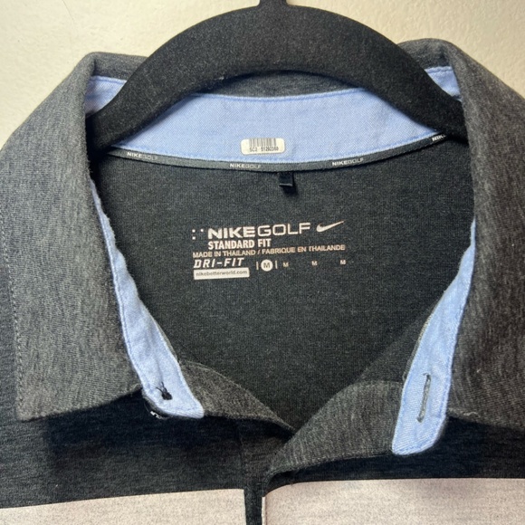 Nike Golf TR Dry Striped Polo Shirt Gray Short Sleeve DriFit Standard Fit Medium - Picture 3 of 11